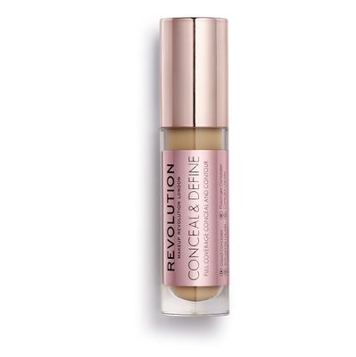 Revolution Beauty, Conceal &amp; Define Concealer, Full Coverage &amp; Lightweight, Long-Lasting Matte Finish, Vegan &amp; Cruelty Free, C10 Medium or Tan Skin Tones, 0.14 Oz.