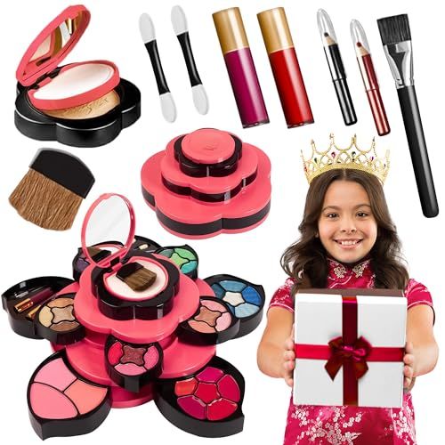 Toysical Makeup Kit for Teens - Flower Palette Gift Set for Teen Girls and Women - Makeup for Girls 10-12 - Petals Expand to 3 Tiers - Variety Shade Array - Full Starter Kit for Beginners