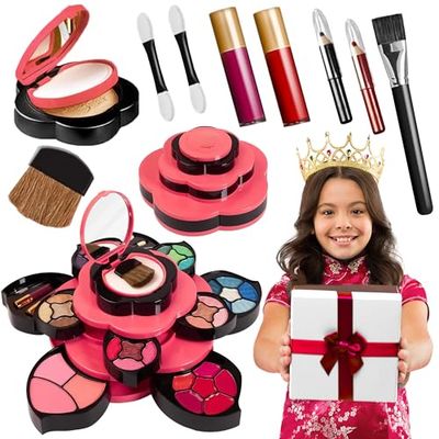 Toysical Makeup Kit for Teens - Flower Palette Gift Set for Teen Girls and Women - Makeup for Girls 10-12 - Petals Expand to 3 Tiers - Variety Shade Array - Full Starter Kit for Beginners