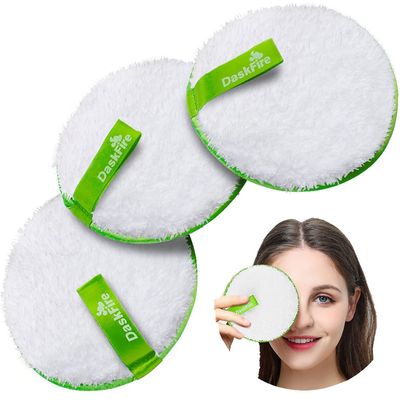 DaskFire Reusable Makeup Remover Pads, Facial Make Up Removal Wipes, Washable Face Cleaning Cloths, Hypoallergenic for Mascara, Eye Shadow, Lipstick, Foundation -3 pcs, 4.5&quot; Dia