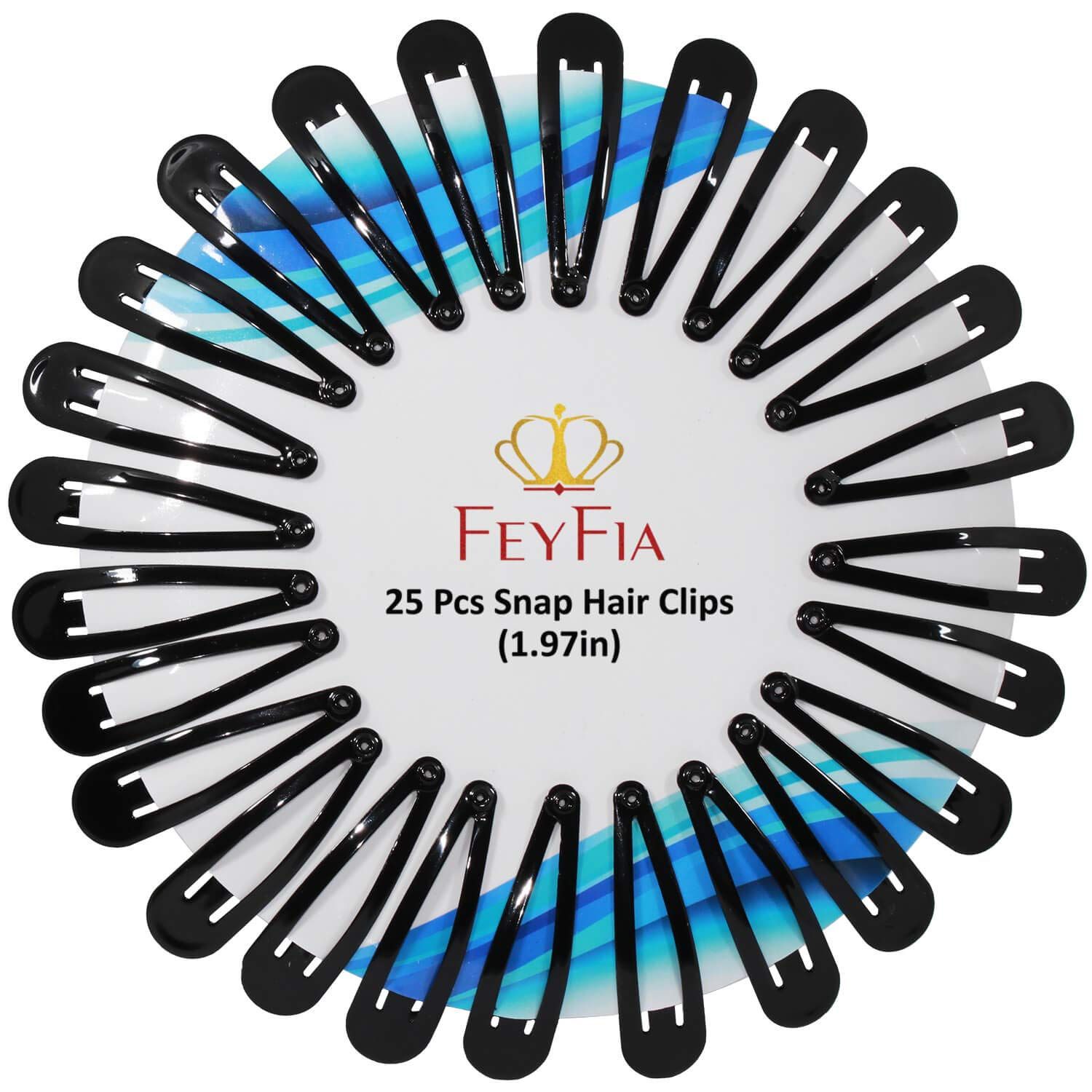 FeyFia Premium 50 Black Hair Clips for Women &amp; Girls. Metal Hair Barrettes Come in a Nice Package (25 x 2). Hair Accessories for Women With Style