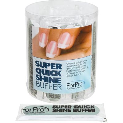ForPro Professional Collection Super Quick Shine 2-Way Buffer, Green 400/White 4000 Grit, Double-Sided Manicure &amp; Pedicure Nail Buffers, 3.5 L x .75 W, 25-Count