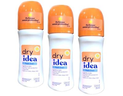 Dry Idea Antiperspirant Deodorant Roll-On, Fresh Linen, 3.25 fl oz (Pack of 3)