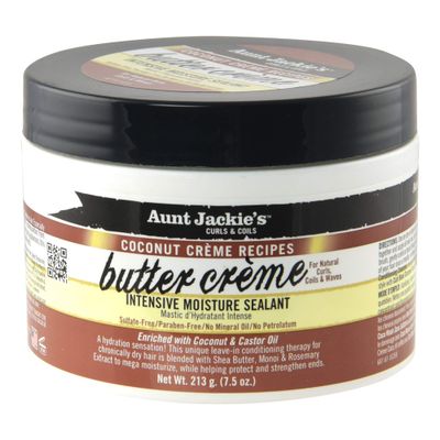 Aunt Jackie&#39;s Coconut Crme Recipes Butter Crme Intensive Moisture Sealant, Leave-In Conditioning Therapy for Dry Hair, 7.5 oz