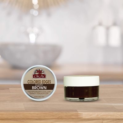 OKAY Colored Edges Dark Brown - Root Touch Up, Edge Control, Root Cover Up, Black Edge Gel, Gray Hair Cover Up for Women &amp; Men, Hairline Coverage for Hair Loss, Thinning - 0.5 Oz (Pack of 1)