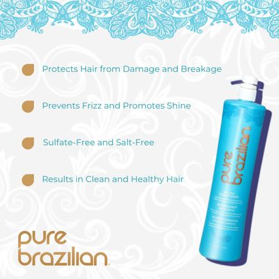 Pure Brazilian Anti-Frizz Daily Conditioner with Keratin &amp; Acai, Smoothing &amp; Strengthening for Shinier, Frizz-Free Hair, 33.8 Oz