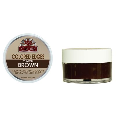 OKAY Colored Edges Dark Brown - Root Touch Up, Edge Control, Root Cover Up, Black Edge Gel, Gray Hair Cover Up for Women &amp; Men, Hairline Coverage for Hair Loss, Thinning - 0.5 Oz (Pack of 1)