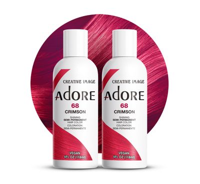 Adore Semi Permanent Hair Color - Vegan and Cruelty-Free Red Hair Dye - 4 Fl Oz - 068 Crimson (Pack of 2)