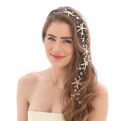 Unicra Starfish Bride Wedding Hair Vine Pearl Bridal Headband Headpiece Beach Wedding Hair Accessories for Women and Girls (A Silver)