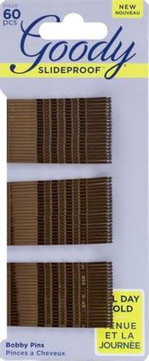 Goody SlideProof Bobby Pins, Brown, 60-count, Pack of 1