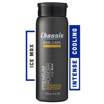 Chassis Ice Max Premium Body Powder for Men, Whole Body Deodorant, Odor-Absorbent, Talc-Free Anti-Chafing Powder for Groin &amp; Sensitive Skin, Friction Defense &amp; Odor Control, Original Fresh Scent