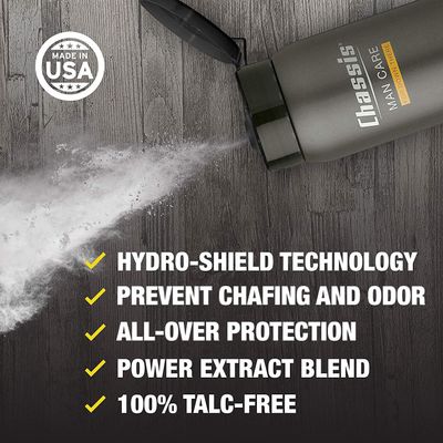 Chassis Ice Max Premium Body Powder for Men, Whole Body Deodorant, Odor-Absorbent, Talc-Free Anti-Chafing Powder for Groin &amp; Sensitive Skin, Friction Defense &amp; Odor Control, Original Fresh Scent