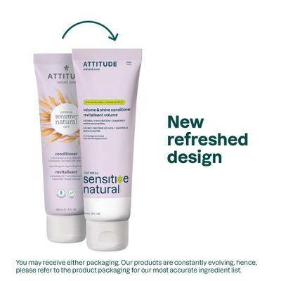 ATTITUDE Hair Conditioner for Sensitive Dry Scalp, For Thin Hair, Soothing Oat, Naturally Derived Ingredients, Dermatologically Tested, Vegan Detangler, Volume and Shine, 8 Fl Oz
