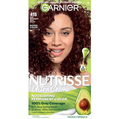 Garnier Hair Color Nutrisse Nourishing Creme, 415 Soft Mahogany Brown (Raspberry Truffle) Permanent Hair Dye, 1 Count (Packaging May Vary)