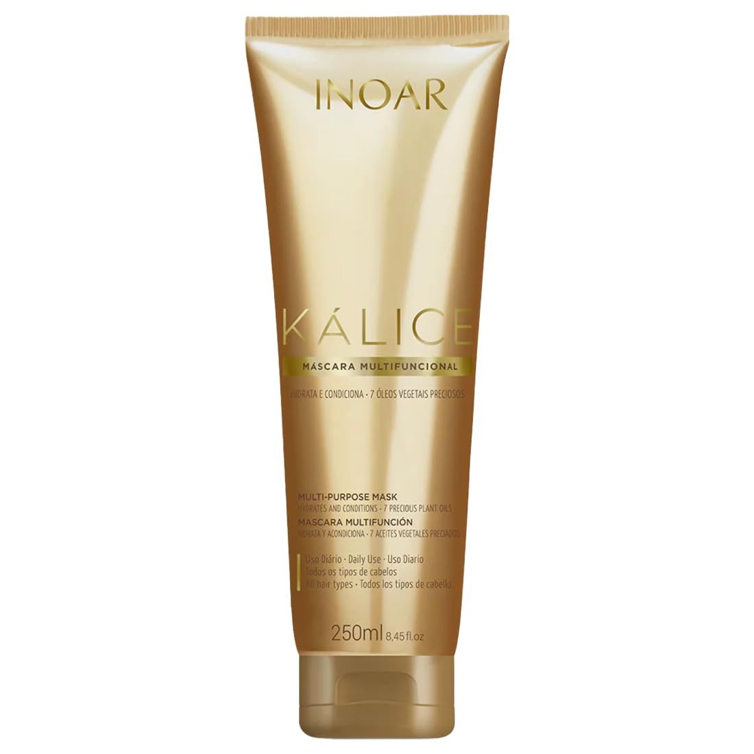 Inoar - Kalice Mask, Moisturizing Hair Mask, 7 Essential Oils, Vitamin E, Argan Oil, Moisturizing, Nourishing, Vegan Hair Product, Cruelty Free Haircare for Men and Women (8.4 oz.)