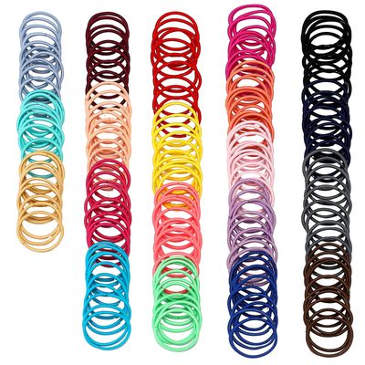 TecUnite 200 Pieces No-metal Hair Elastics Bulk Rubber Bands Hair Ties Ponytail Holders Hair Bands for Women(Multicolor)
