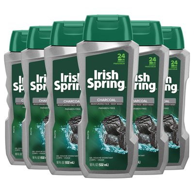 Irish Spring Charcoal Men&#39;s Body Wash, Pure Fresh - 18 fluid ounce (6 Pack)