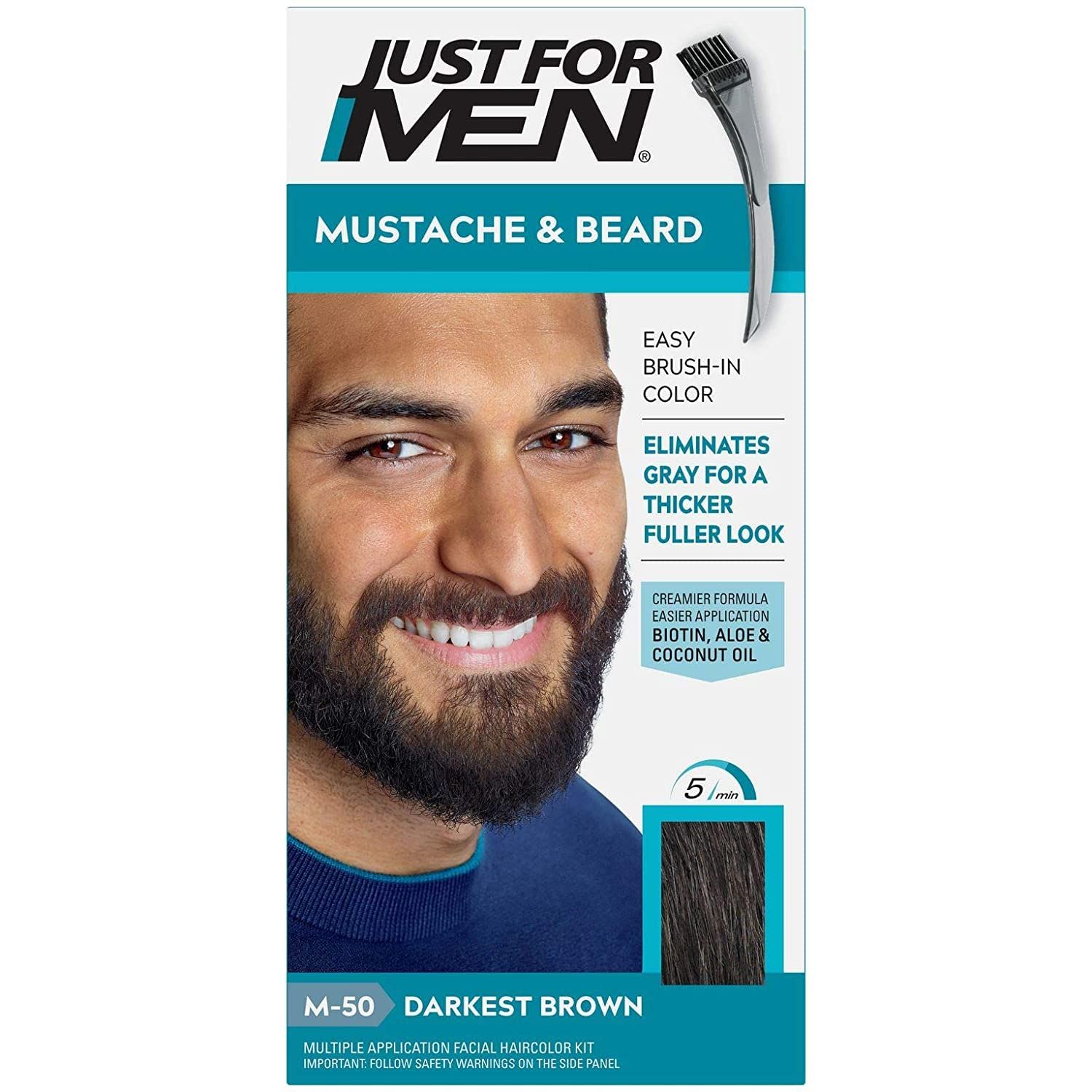 Just For Men Mustache &amp; Beard #M-50 Darkest Brown Color Gel (Pack of 2)