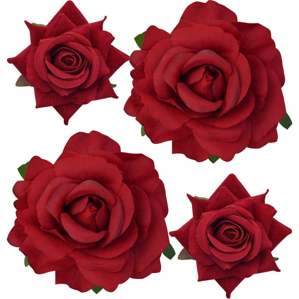 Topbuti Rose Hair Clip Flower Hairpin Rose Brooch Floral Clips, 4 Pcs Fabric Rose Flowers Hair Clips Mexican Hair Flowers Pin up Headpieces for Woman Girl Wedding Party Mother&#39;s Day