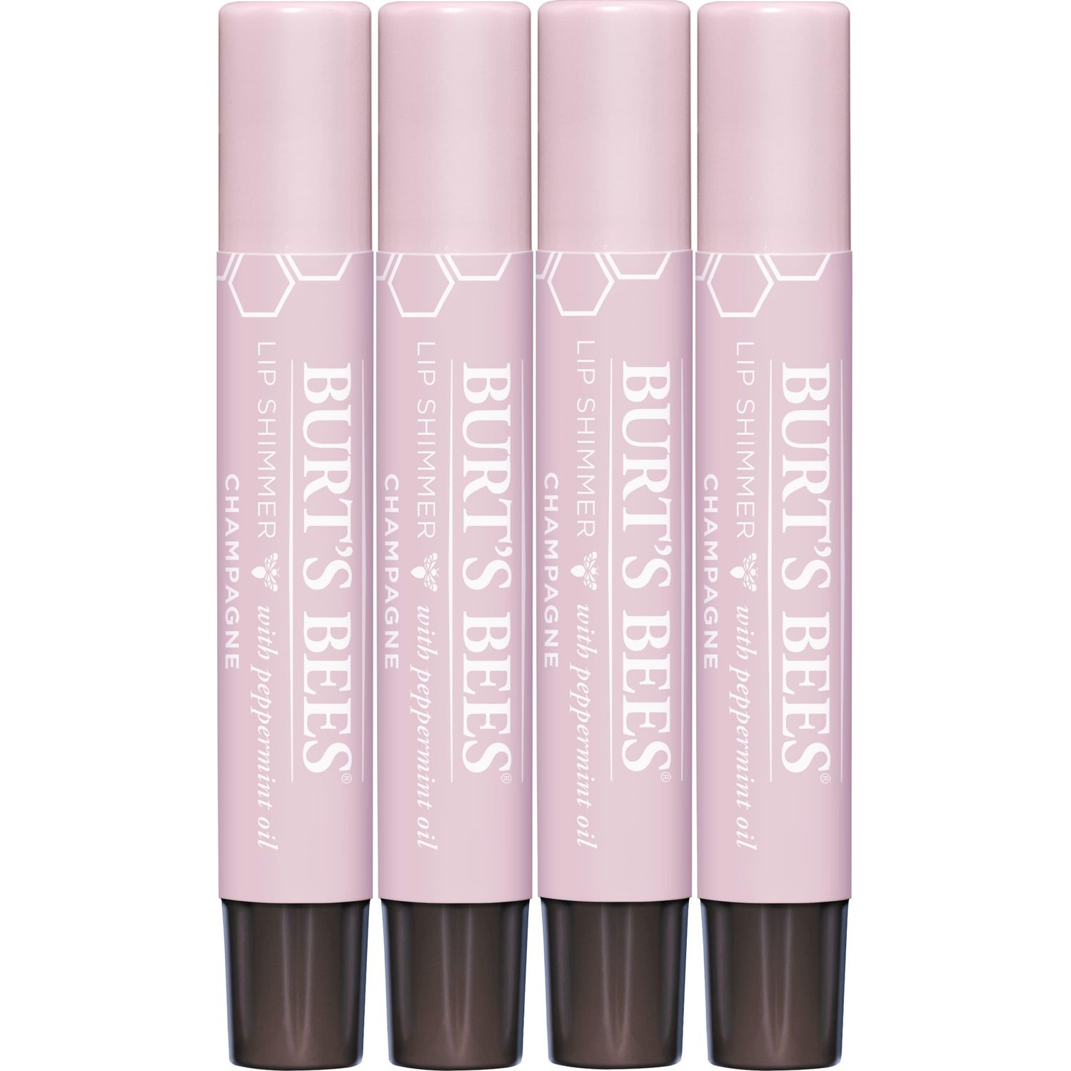 Burt&#39;s Bees Shimmer Lip Tint Stocking Stuffers Set, Tinted Lip Balm Stick, Moisturizing for All Day Hydration with Natural Glowy Pigmented Finish &amp; Buildable Color, Champagne (4-Pack)
