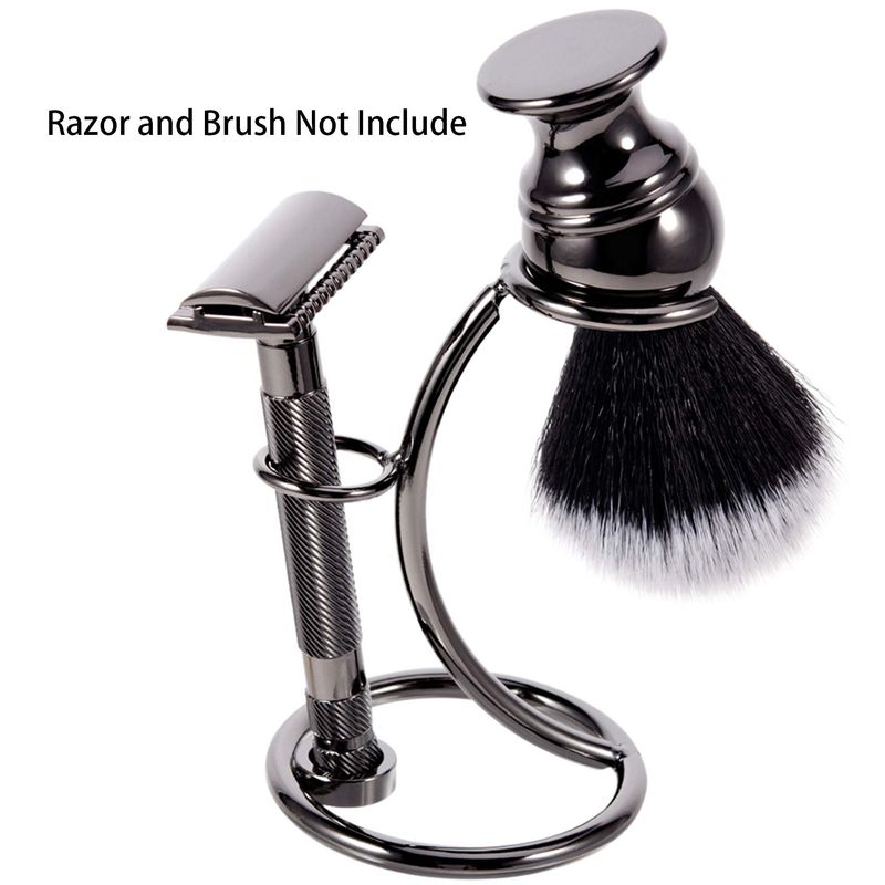 Shaving Razor and Brush Stand Universal Holder for Safety Razor Storage Shave Brush Holder (gunmetal)