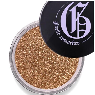 Giselle Cosmetics Brown Gold Loose Mineral Eye Shadow - Organic, Shimmer, Glitter, Metallic Eyeshadow Palette - Talc-Free Eye Shadow Palette Makeup - Iridescent, Copper, Yellow, Black, Sparkle