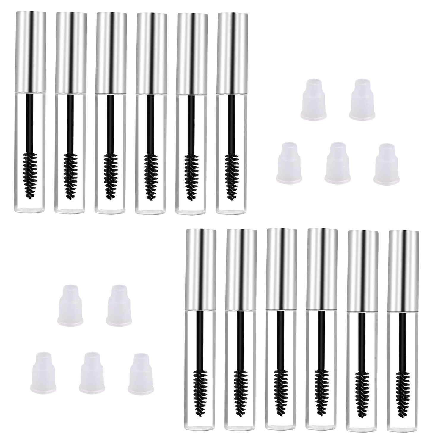10PCS 10ml Silver Cap Empty Plastic DIY Mascara Tube Eyelash Cream Wand Container Bottle Vials With Brush