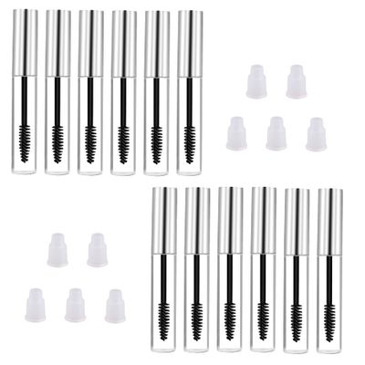 10PCS 10ml Silver Cap Empty Plastic DIY Mascara Tube Eyelash Cream Wand Container Bottle Vials With Brush