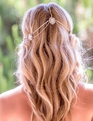 Missgrace Women Dainty Bohemian Rhinestones Head Chain Hair Accessories for Bridal