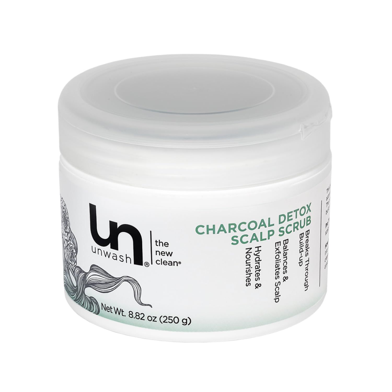 Unwash Charcoal Detox Scalp Scrub - Detoxify, Exfoliate, &amp; Rebalance Hair &amp; Scalp, Removes Build-Up, For Dry, Itchy Scalps Paraben Free, 8.82 oz