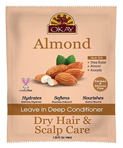 OKAY Almond Dry Hair &amp; Scalp Care Leave In Deep Conditioner, 1.5 Oz