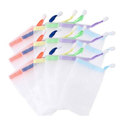 INVODA 20 PCS Soap Net Bag Double Layer Drawstring Soap Mesh Soft Bath Soap Net for Facial Body Exfoliation Cleaning Tool (Random Color)