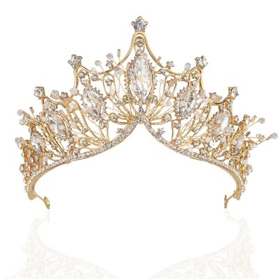 Women Baroque Queen Crown, Gold Princess Tiaras and Crowns Wedding Tiara and Crown for Bride Crowns for Women Adult and Girls - Prom Birthday Halloween