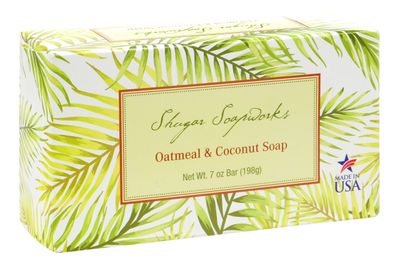 Shugar Soapworks Oatmeal &amp; Coconut Body Hand Soap - Natural, Plant-Based Ingredients - No Colors/No Parabens - Made in USA