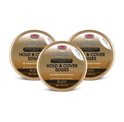 African Pride Miracle Hold &amp; Cover Edges - Slicks Edges, Fills Thinning Areas, With Black Castor &amp; Coconut Oil, 2.25 oz (3 Pack)