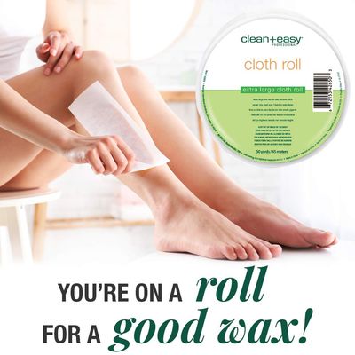 Clean + Easy Cloth, Epilating Cloth For Full Body Hair Removal and Brazilian Waxing, 50 Yard Roll
