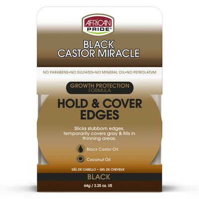 African Pride Miracle Hold &amp; Cover Edges - Slicks Edges, Fills Thinning Areas, With Black Castor &amp; Coconut Oil, 2.25 oz (3 Pack)