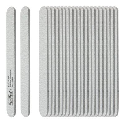 ForPro Professional Collection Zebra Foam Board, 180/180 Grit, Double-Sided Manicure Nail File, 7 L x .75 W, 50-Count