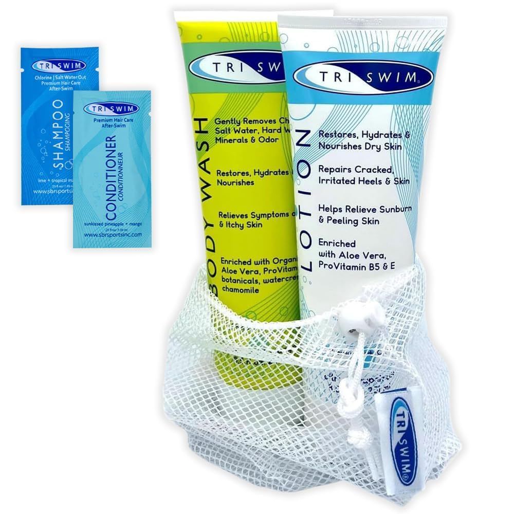 TRISWIM Body Care Gift Set | After Swim Body Wash and Lotion 8.5 fl oz Citrus-scented with Aloe Vera &amp; Chamomile | Includes Shampoo &amp; Conditioner Sample