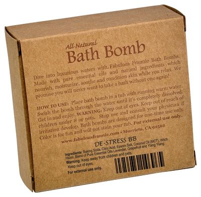 Fabulous Frannie De-Stress Natural, Handmade Bath Bomb Set, Rich in Essential Oil, Mineral Salt, Coconut Oil, Witch Hazel, Fizzies to Moisturize Skin 2.5 Ounce (Pack of 1)
