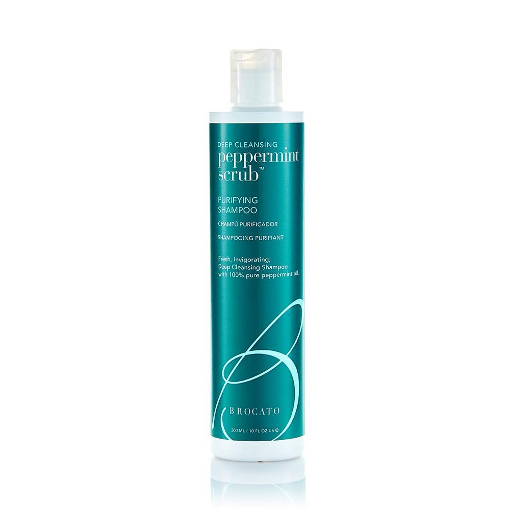 Brocato Peppermint Scrub Purifying Shampoo: Lightweight with Pure Peppermint Oil, Ideal for Oily to Normal Hair Types - Sulfate &amp; Paraben Free, 10oz