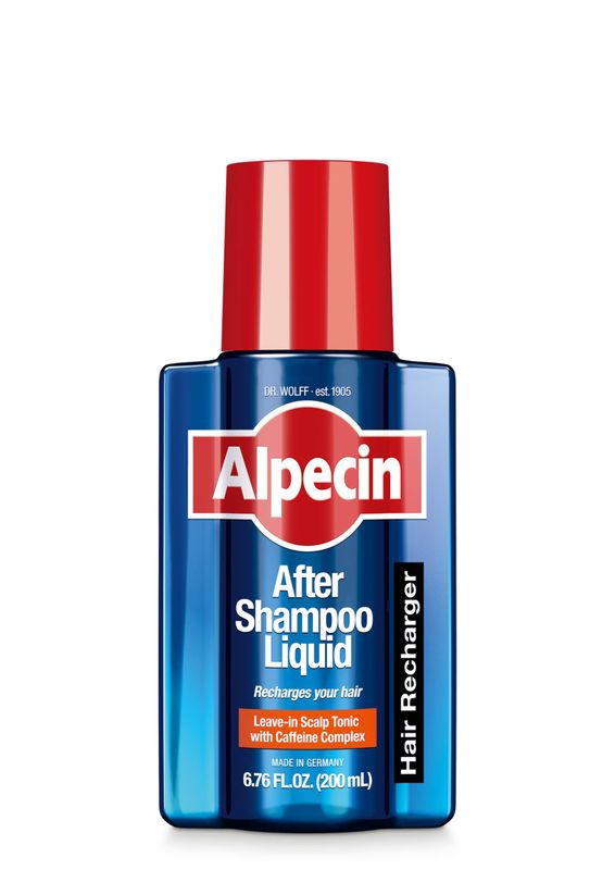 Alpecin After Shampoo Caffeine Liquid Hair Recharger, 6.76 fl oz, Scalp Tonic for Men's Thinning Hair Growth, Sulfate Free with Castor Oil