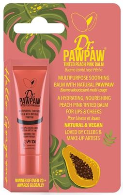 Dr PawPaw Multipurpose Soothing Tinted Balm - Lip Balm for Lips, Cheeks, Eyes - Tinted Lip Balm - Lip Moisturizer with Pawpaw - Peach Pink - 0.33 oz