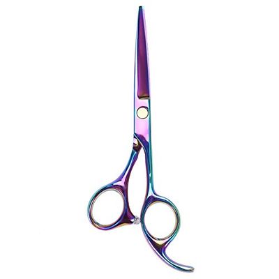 Hair Scissors, 5.5inch 2 Types Salon Professional Hair Cutting Styling Thinning Flat Hairdressing Scissors 4 Color (Multicolor Flat)