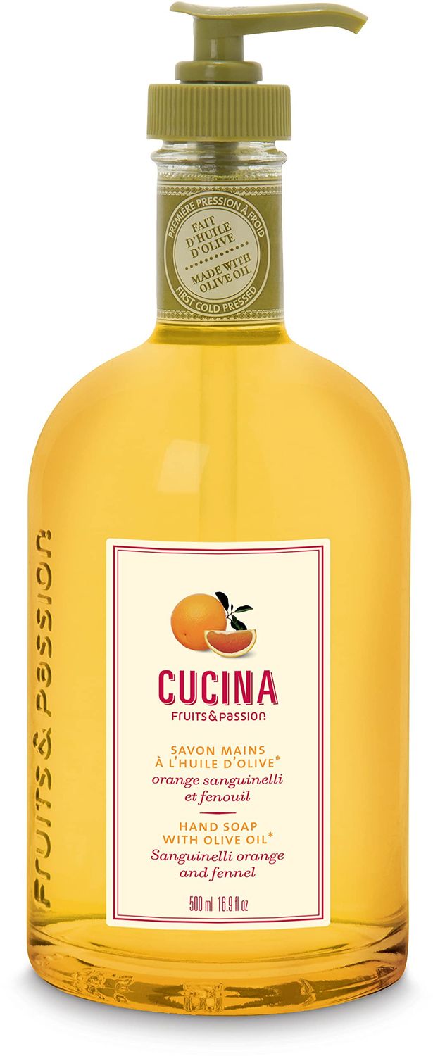 Fruits &amp; Passion [Cucina Sanguinelli Orange &amp; Fennel Hand Soap, (16.9 fl oz) - Luxury Kitchen Liquid Hand Soap, Vegan, Natural Moisturizing Hand Wash in Glass Hand Soap Dispenser