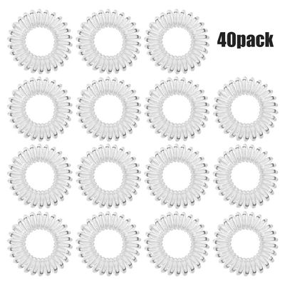 FIDGET PENCIL 40 PCS Spiral Hair Accessories: No Crease Coil Ties, Phone Cord Elastics, Transparent Waterproof Spirals