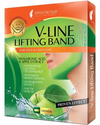 SWISSKOLAB V shape lifting up Face Mask Chin Up Patch Double Chin Reducer Chin Contour Tightening Firming Face Lift Tape Mask V-Line Neck Lifting Patches V Shaped Slimming Face Mask 5 pcs