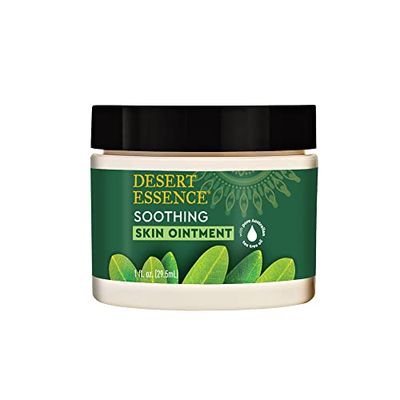 Desert Essence TEA TREE OIL SKIN OINTMENT - Itch Relief, Rash Cream for Razor Burn - Soothing Balm with Lavender &amp; Jojoba - Gluten &amp; Cruelty-Free - 1 oz