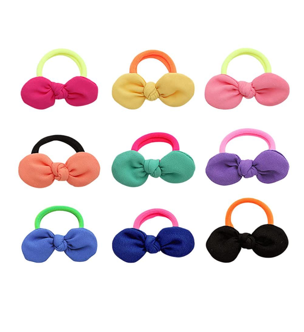LOVEF 9 Pcs Girl&#39;s Bowknot Hair Rope Ponytail Kids Holder Elastic Hair Ties