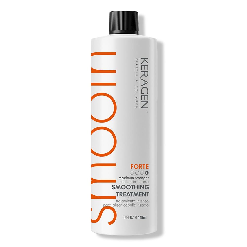 KERAGEN - Brazilian Smoothing Keratin Hair Treatment, Blowout Straightening System for Dry and Damaged Hair - Forte, Sulfate Free - Eliminates Curls and Frizz, Medium to Coarse Hair (16 Oz)